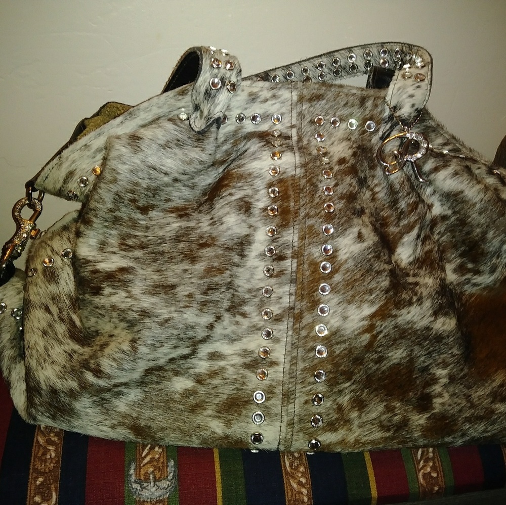 $ REDUCTION RAVIANI Leather Hair on Hide Handbag