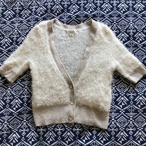 Decree Fuzzy Gold and White Cardigan