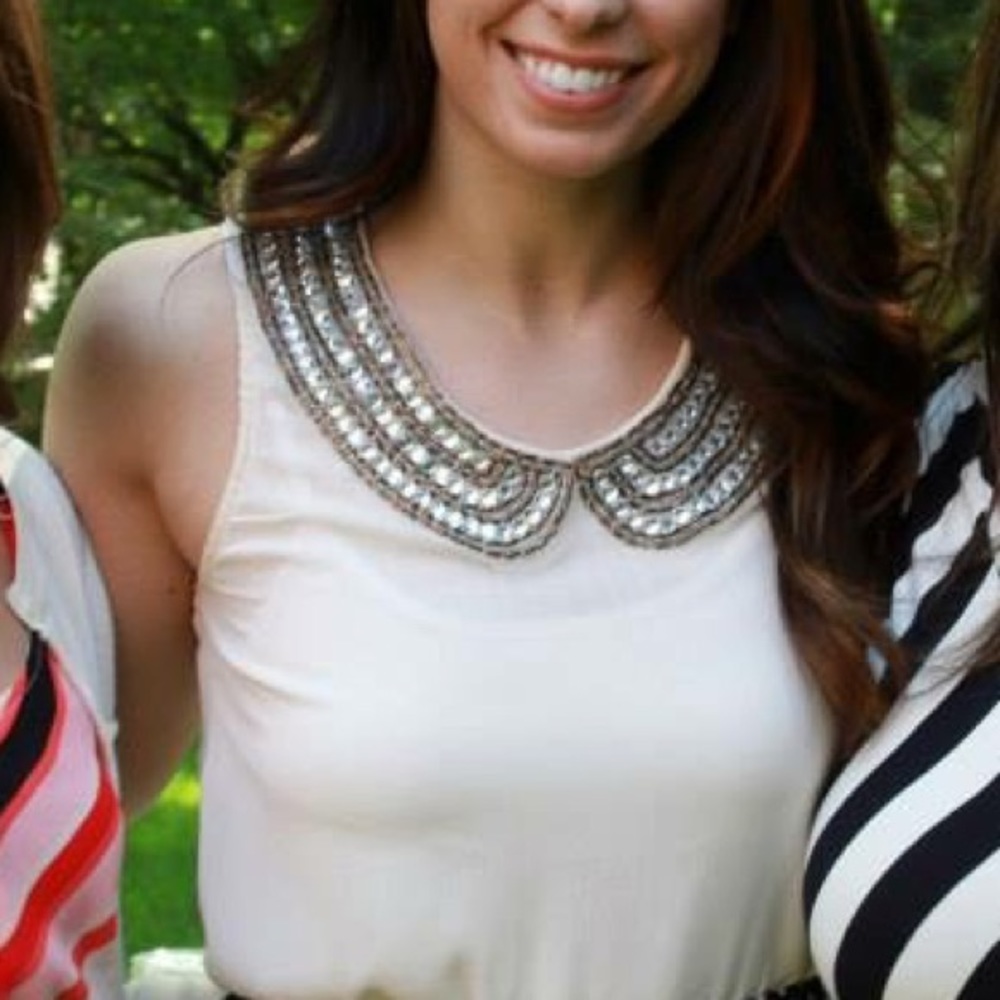CHARLOTTE RUSSE jeweled Peter Pan collar tank