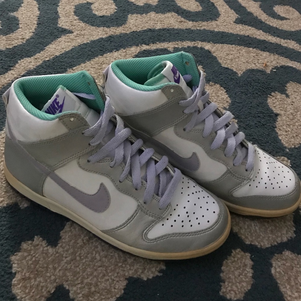 NIKE DUNK HIGH TOP WHITE MINT LILAC PURPLE METALLIC PLATINUM