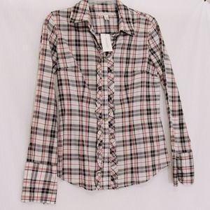 NWT Banana Button Down with Ruffled Detail