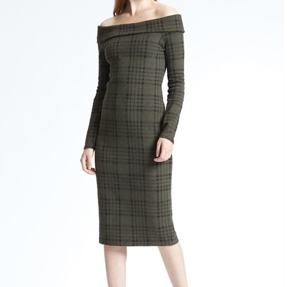 Banana Republic Plaid Midi Sweater Dress - NWT