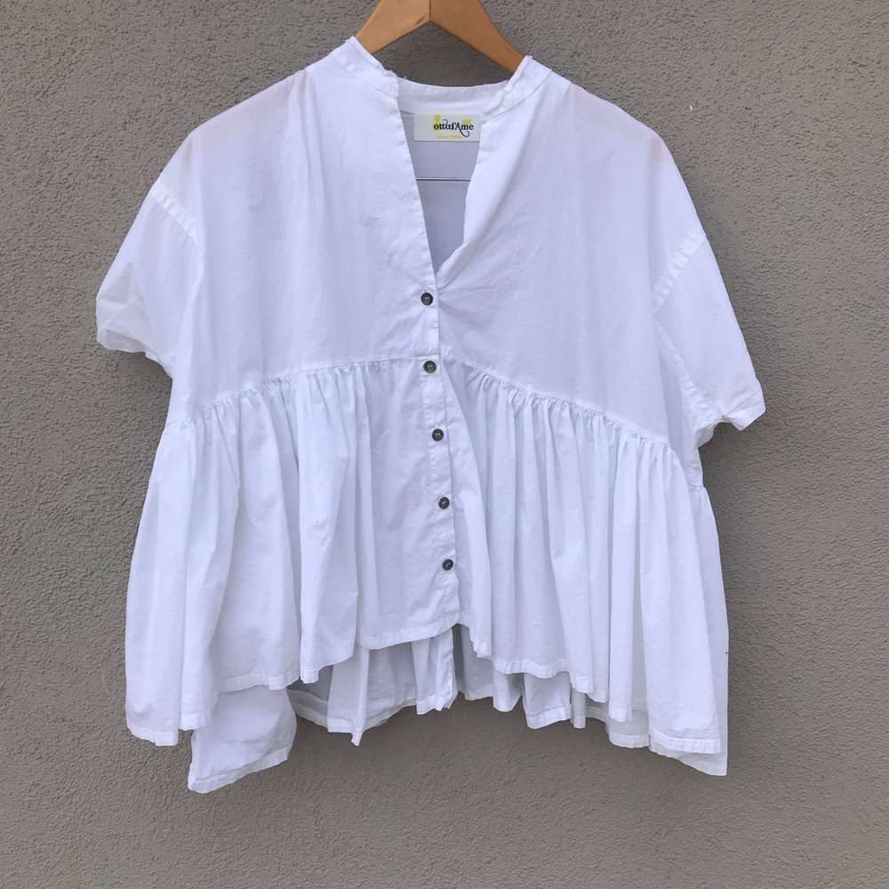✨OTTOD'AME POPLIN SWING TOP IN WHITE ✨