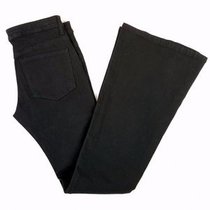 Les Halles Womens Black Jeans Bell Bottom Flare