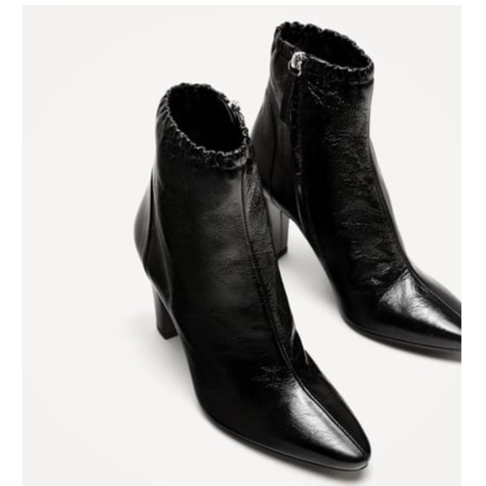 Black leather ankle boots