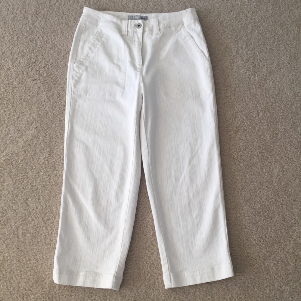Chico’s white crop pants.