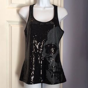 Teenage Runway Black Skull Sequin Tank Top Sz Sm