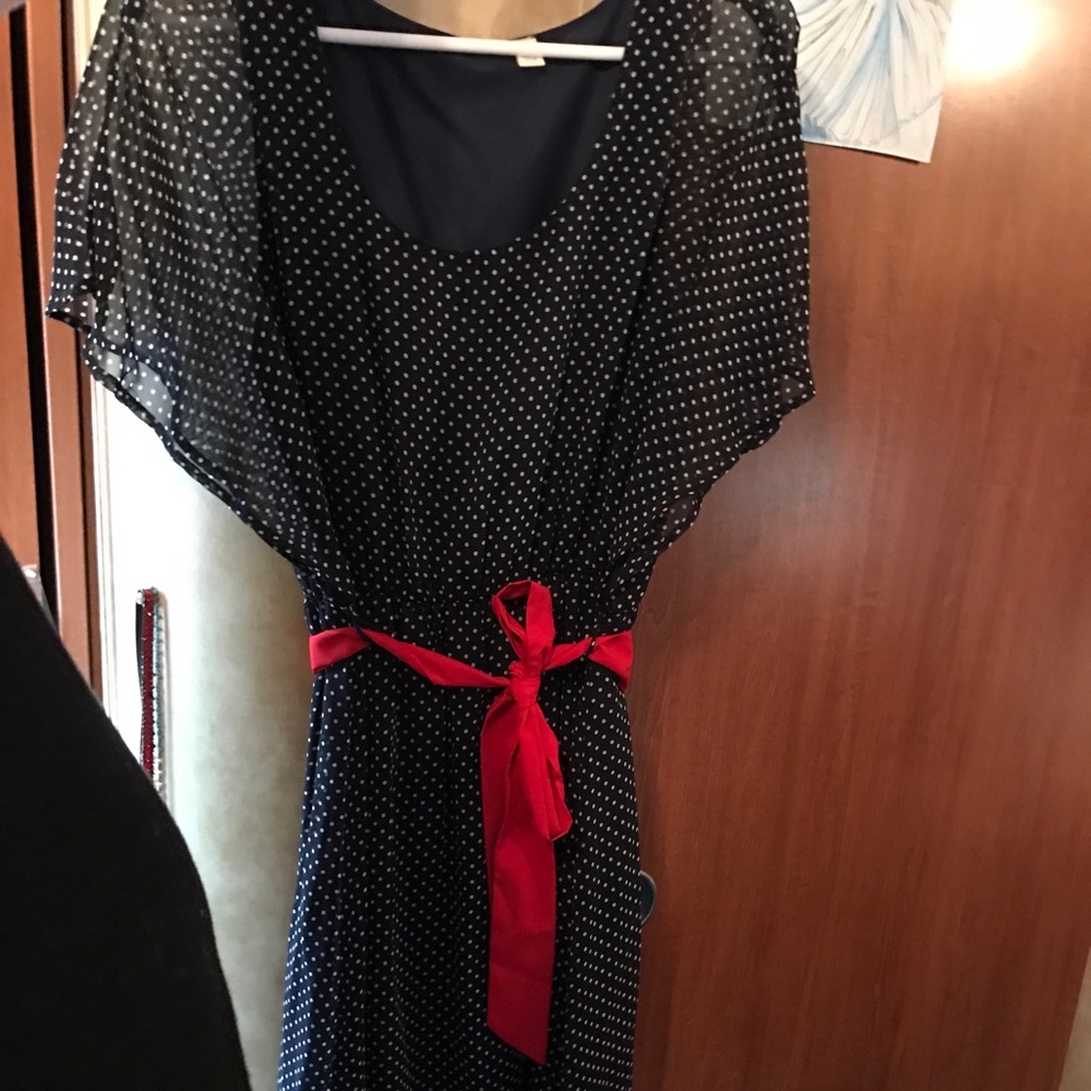 Polka dot dress red sash