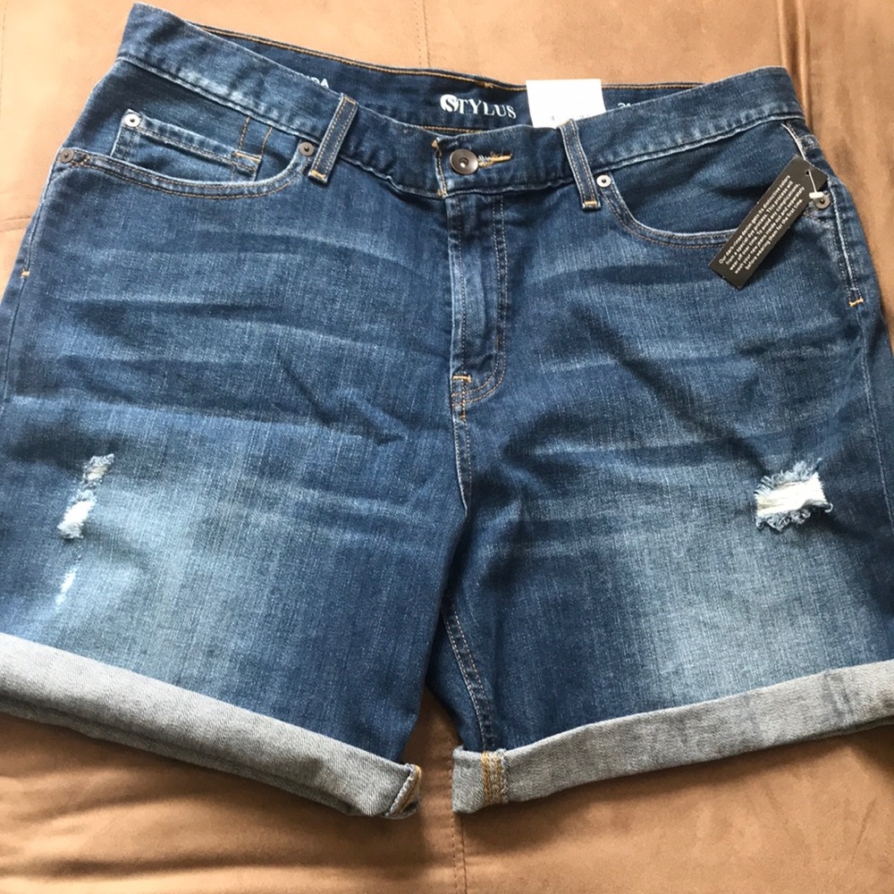 Blue jean distressed shorts
