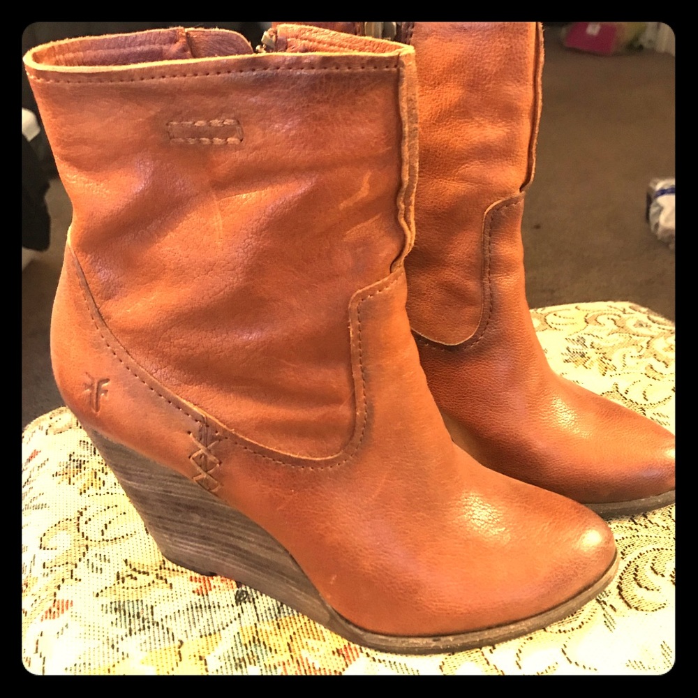 Frye wedge booties - almost new 9.5