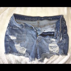 Article of Society distressed blue jean shorts