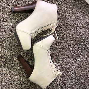 Jeffery Campbell inspired,wooden platform  booties