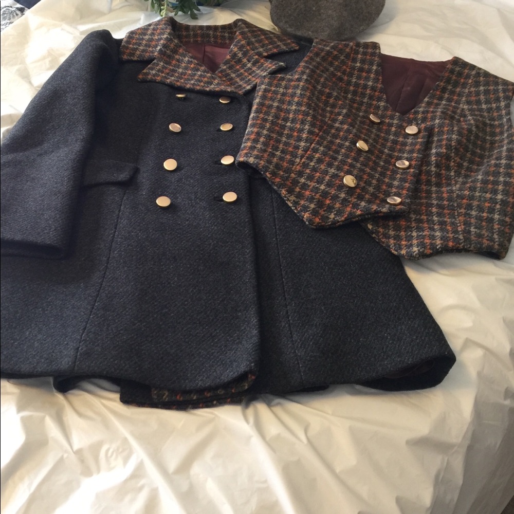 Vintage Wool Charcoal Grey Jacket and Vest.