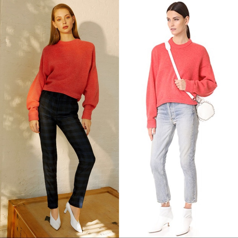 TIBI Shetland oversized wool pullover shrimp NWT
