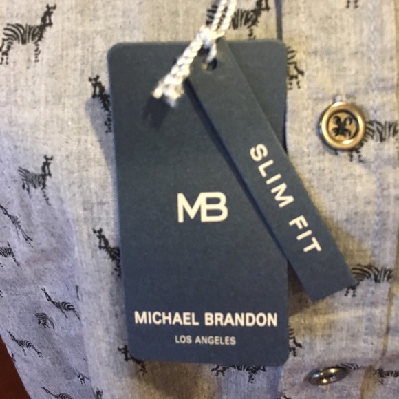 Michael Brandon Light Gray w/Black Zebra Shirt NWT - Picture 5 of 8