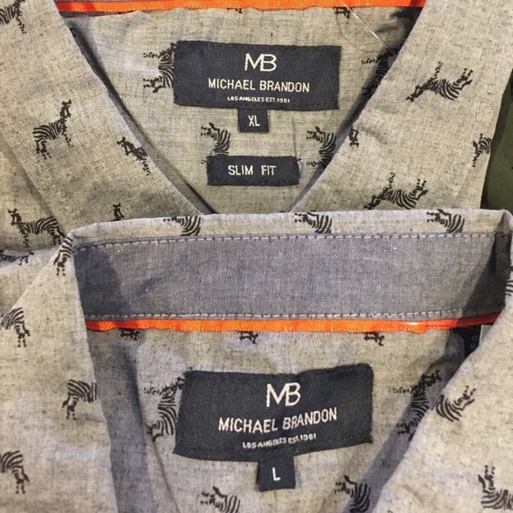 Michael Brandon Light Gray w/Black Zebra Shirt NWT - Picture 7 of 8