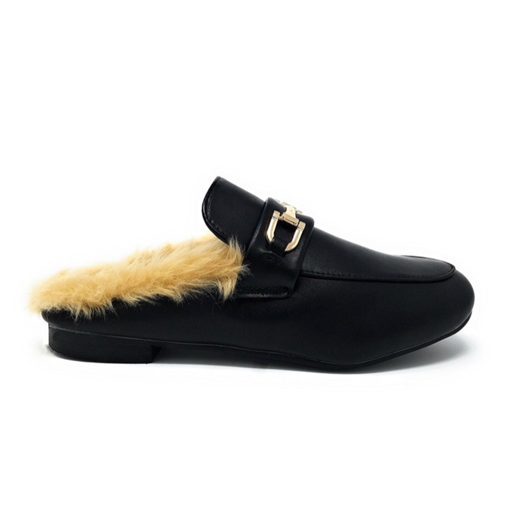 Faux Fur Backless Mule Loafers