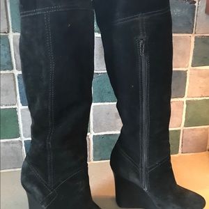 Black Suede Knee High Boots. Nine West