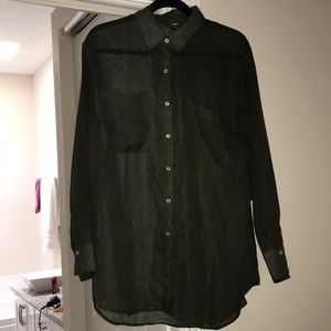 American Apparel Chiffon Oversized Button-Down