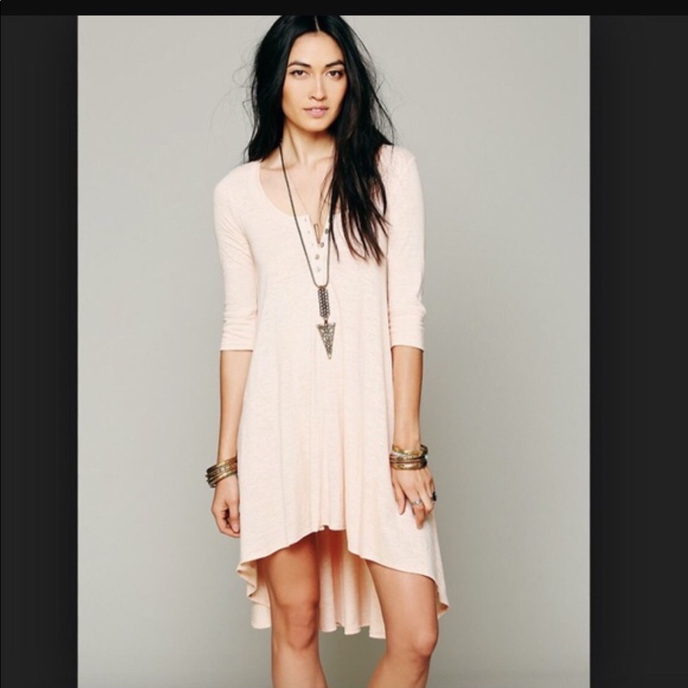 Free people Henley peach drippy jersey dress xs