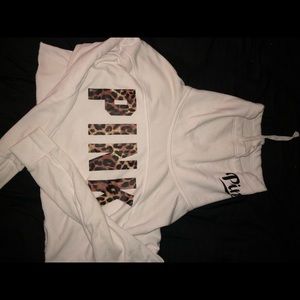 Cropped cowl neck cheetah hoodie