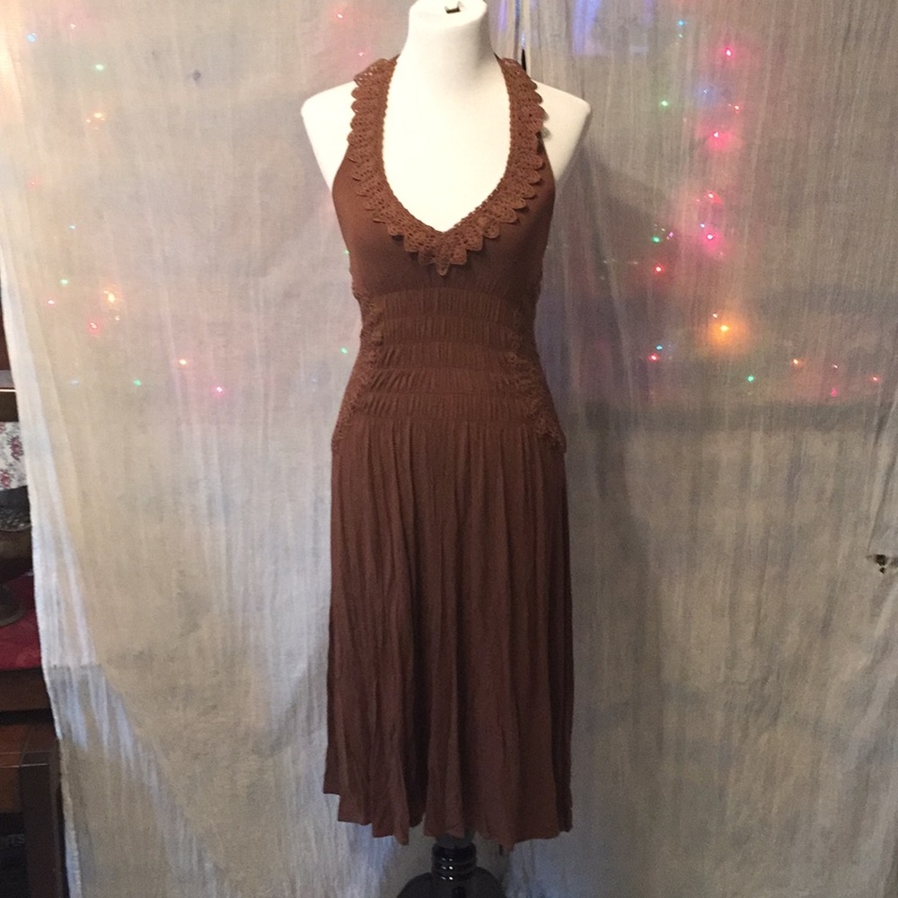 BCBG brown halter dress