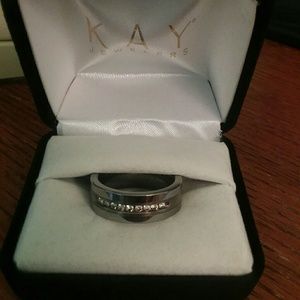 Men's sz 9.5 Tungsten Wedding Band w/diamonds