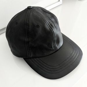 American Apparel Black Real Leather Baseball Cap