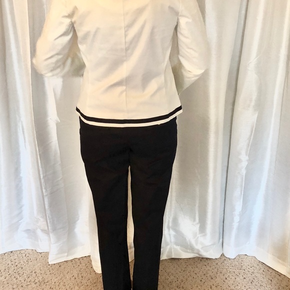 Talbots Cream/White and Navy Blazer and Pant Suit - Picture 2 of 6