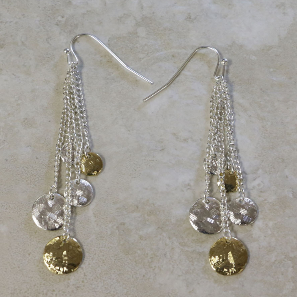 NWOT silver and gold dangle earring WHBME7NC - Picture 2 of 4