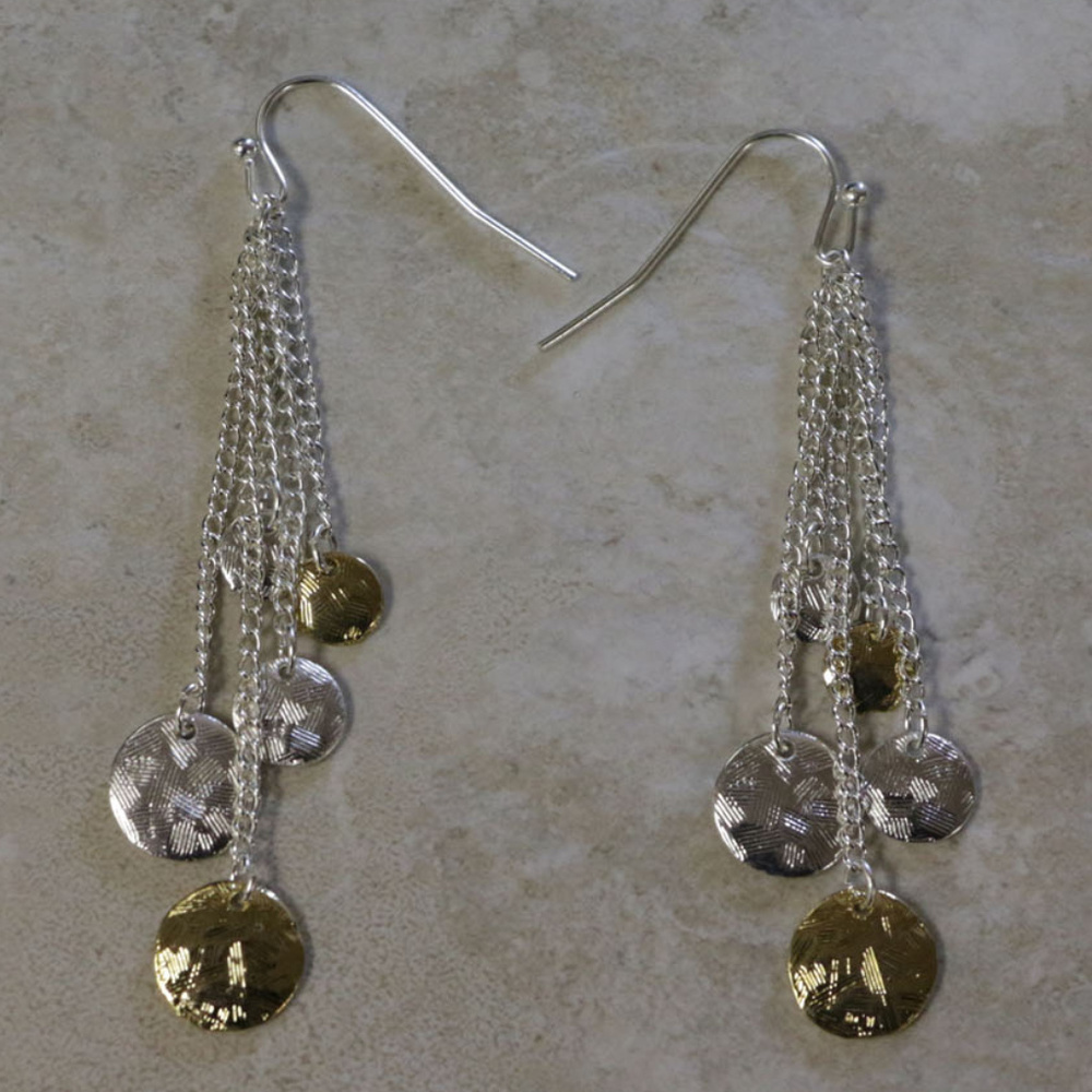 NWOT silver and gold dangle earring WHBME7NC - Picture 3 of 4