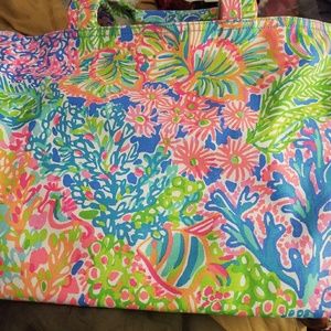 Lilly Pulitzer Lovers Coral Large Palm Beach Tote