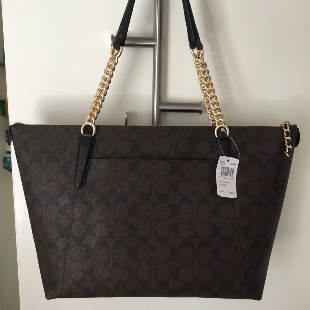 ⛔️SOLD⛔️ 🌷Coach AVA Chain Tote Signature Leather - Picture 2 of 8