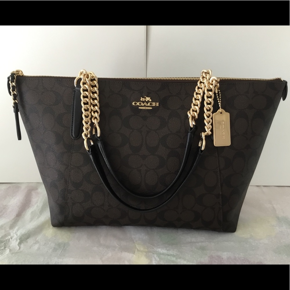 ⛔️SOLD⛔️ 🌷Coach AVA Chain Tote Signature Leather - Picture 3 of 8