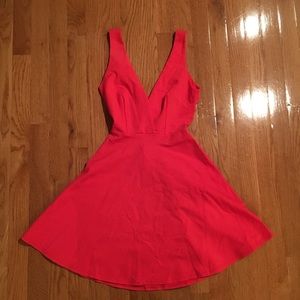 Red Open Back Skater Dress- Lulus