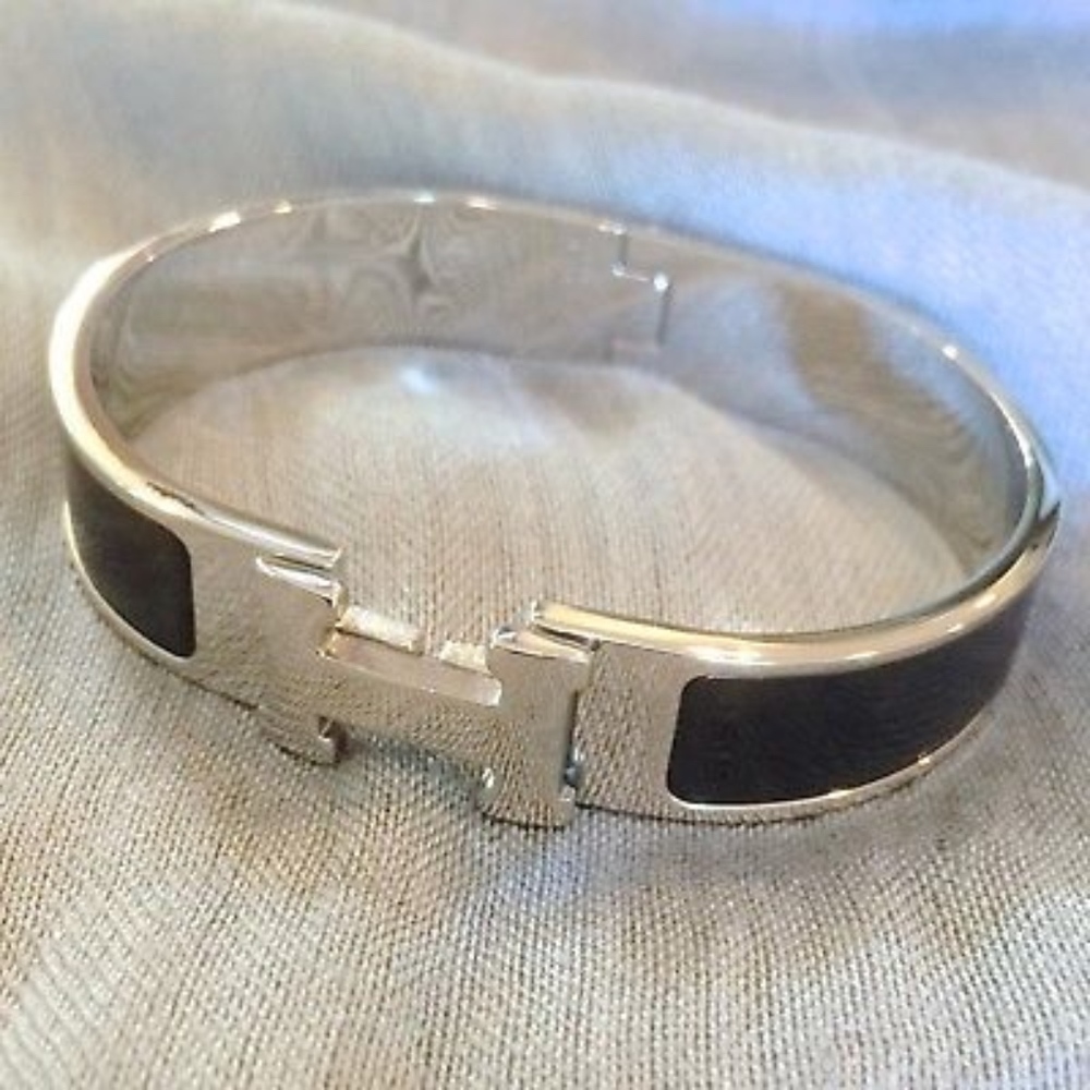 NEW Clic H Bracelet - SILVER / BLACK