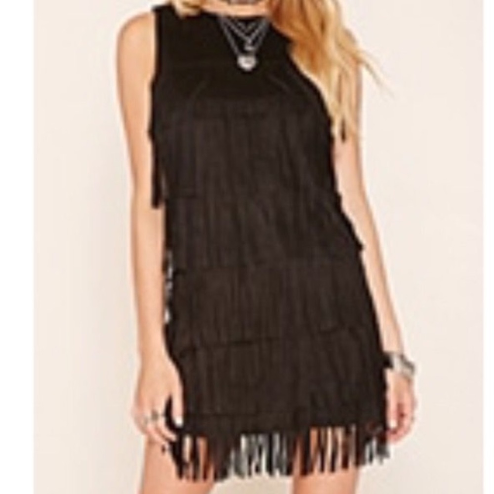Fringe black dress