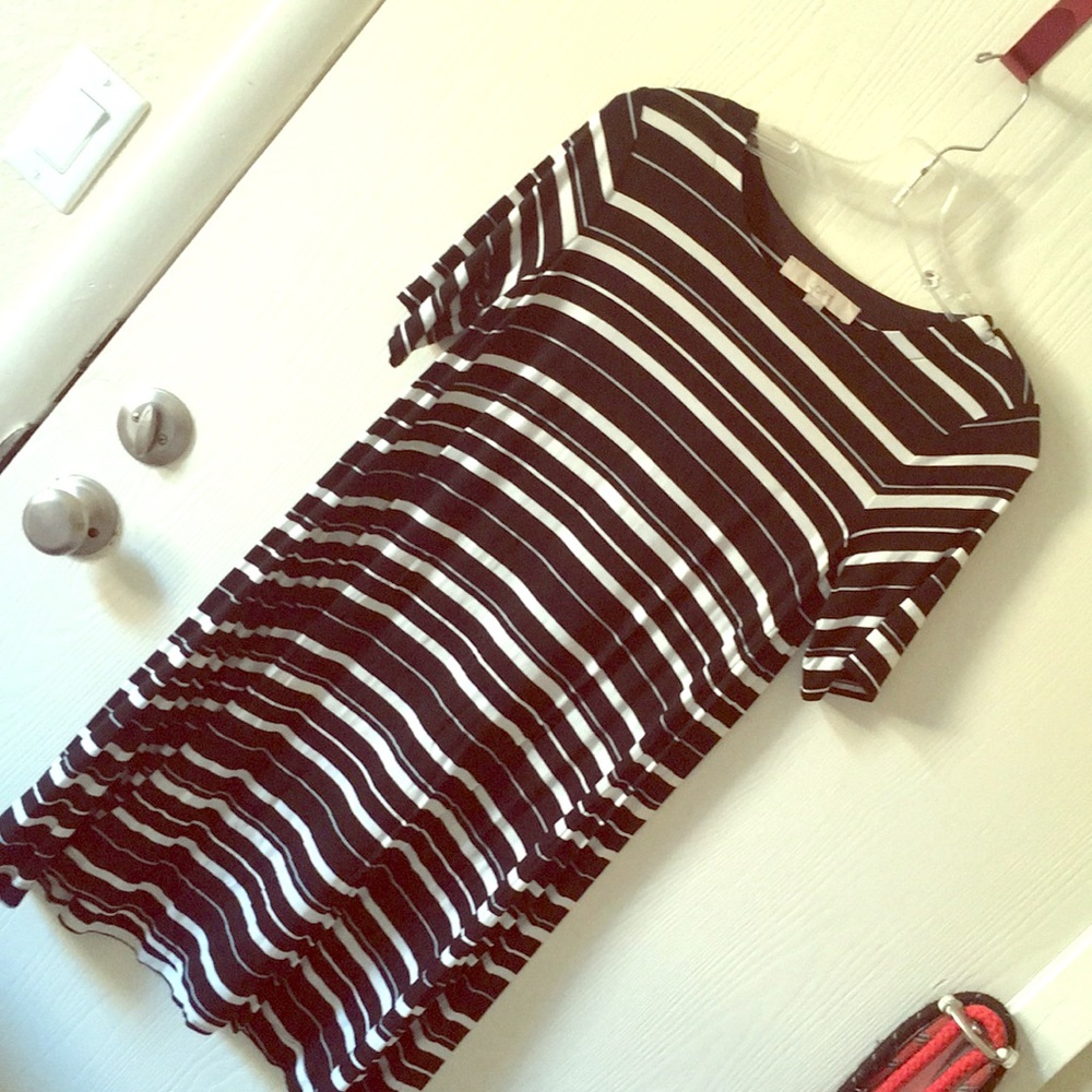 Mixed strip t-shirt dress