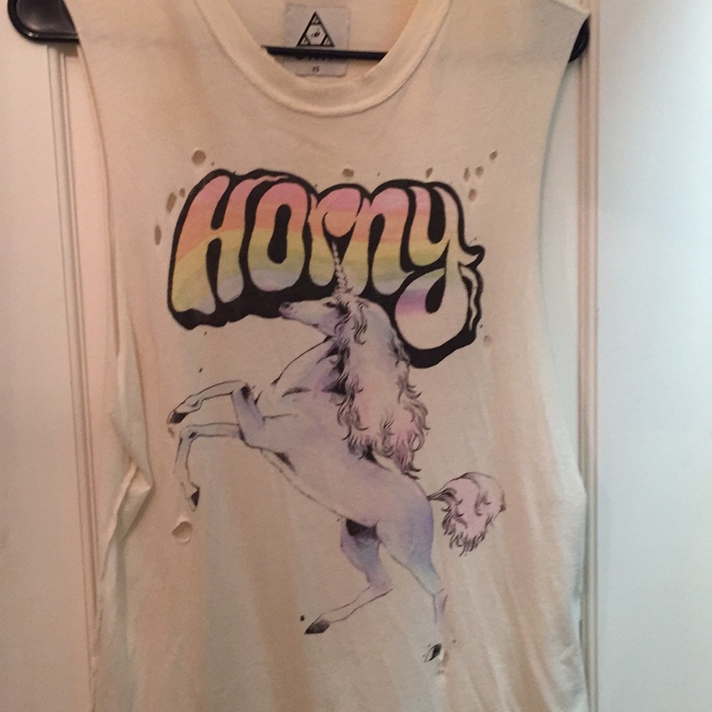 RARE Unisex UNIF Horny Unicorn Muscle Tee