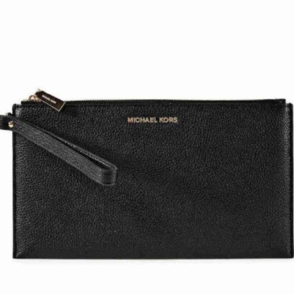 Michael Kors Black Pebbled Leather Wristlet
