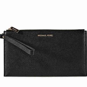 Michael Kors Black Pebbled Leather Wristlet