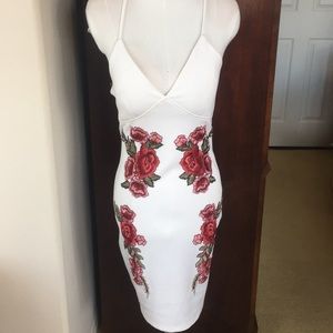 White Dress with Floral Design - Worn Once!