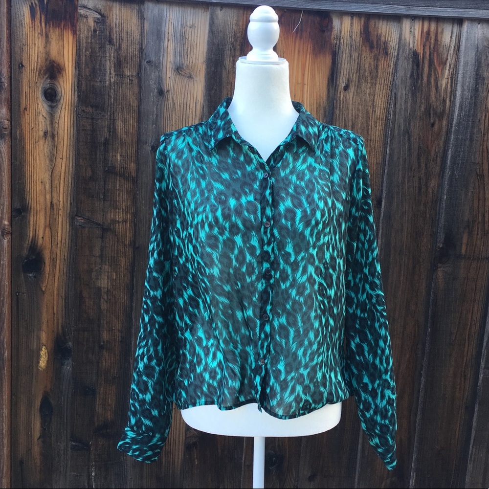 Animal Print Mint Blouse