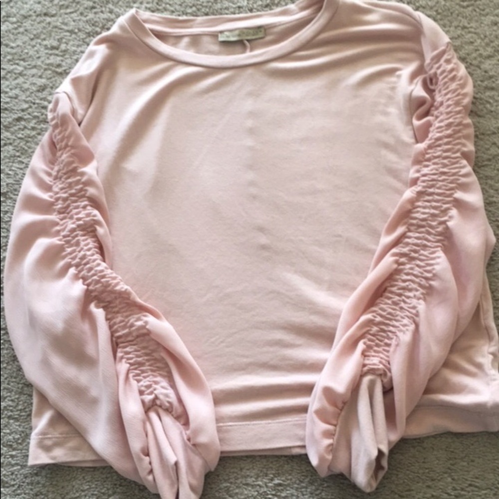 Zara pink top with shirred sleeves