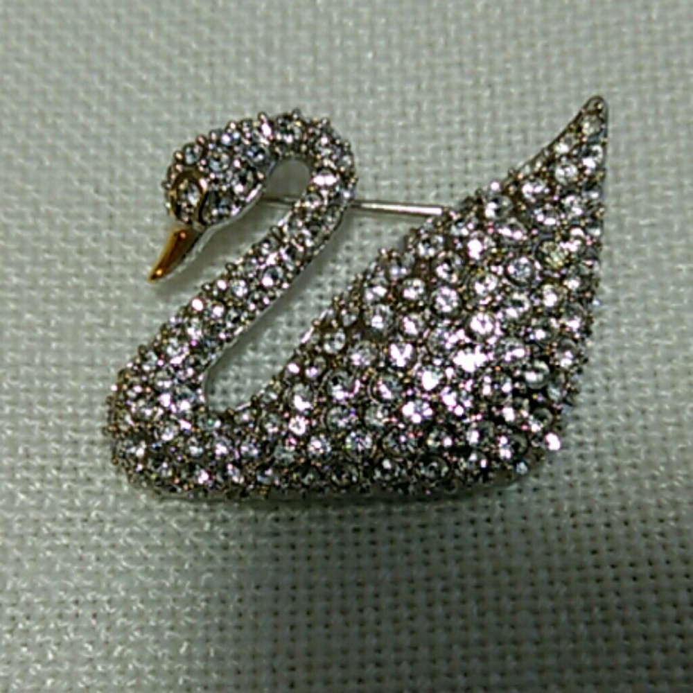 Signed Swarovski Swan Brooch-100th Anniv-Retired
