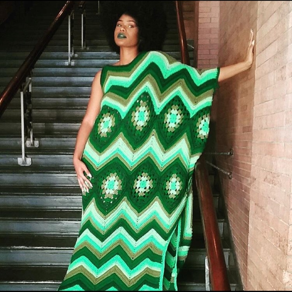 Custom crochet green dress
