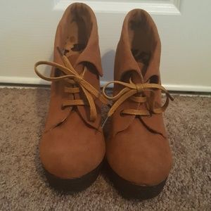Tan Lace-Up Booties