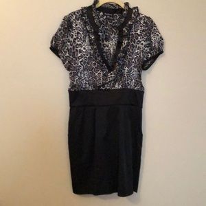 Bebe leopard & black mini dress