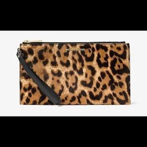 Michael Kors Calf Hair Cheetah Wristlet