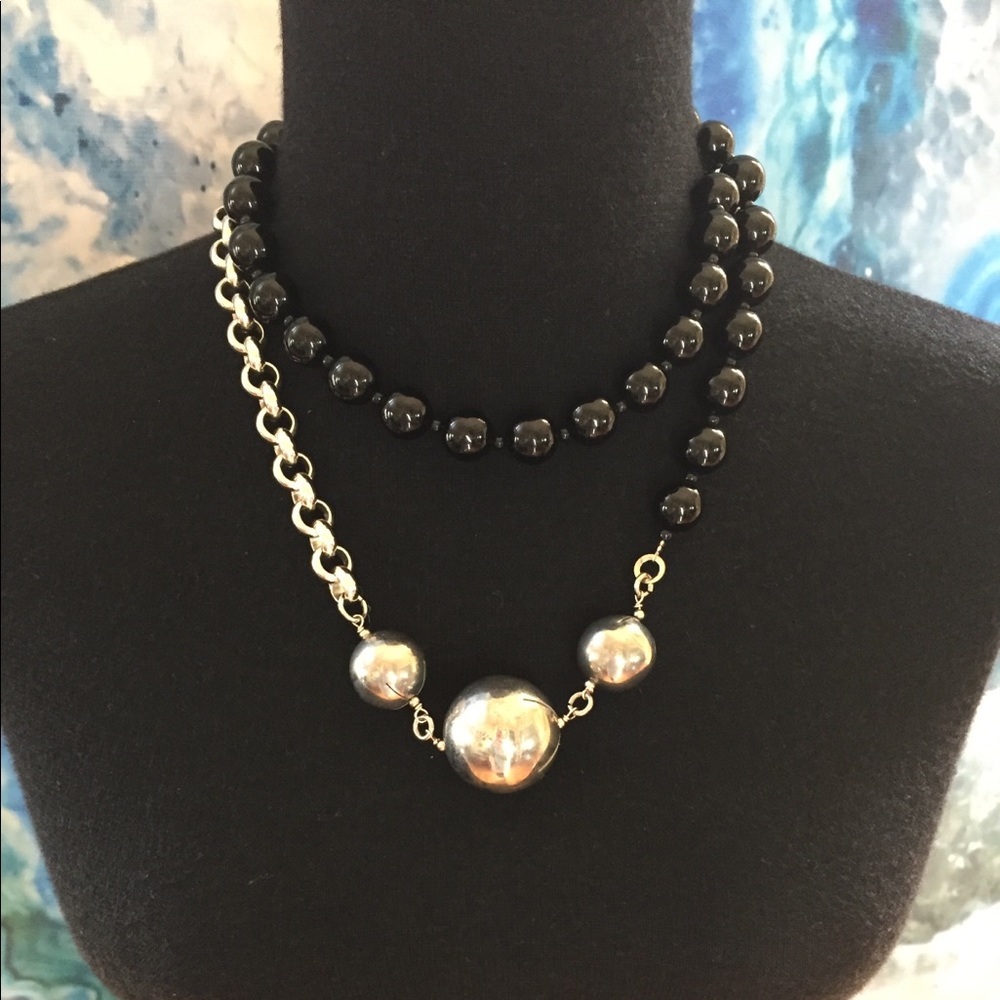 FURLA Necklace Silver tone and black